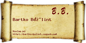 Bartko Bálint névjegykártya